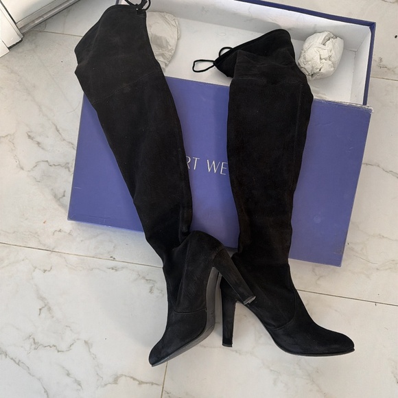 STUART WEITZMAN Suede over the knee and thigh boots - Picture 3 of 9